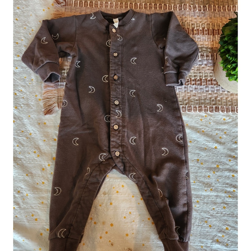 Quincy Mae Honey Half‎ Moon Full Snap Jumpsuit, Color Brown, Size 6-12 months